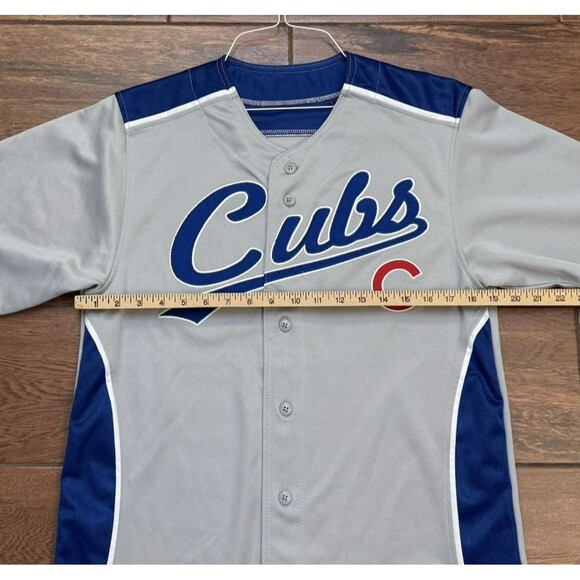 Chicago Cubs Mens Baseball Jersey MLB Gray Blue Sewn Logo Front Button Up Sz M - Picture 4 of 7